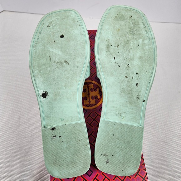 Tory Burch Double T Sport Slide Caribbean Mist Green Patent Leather 141380 8.5 - Picture 7 of 7